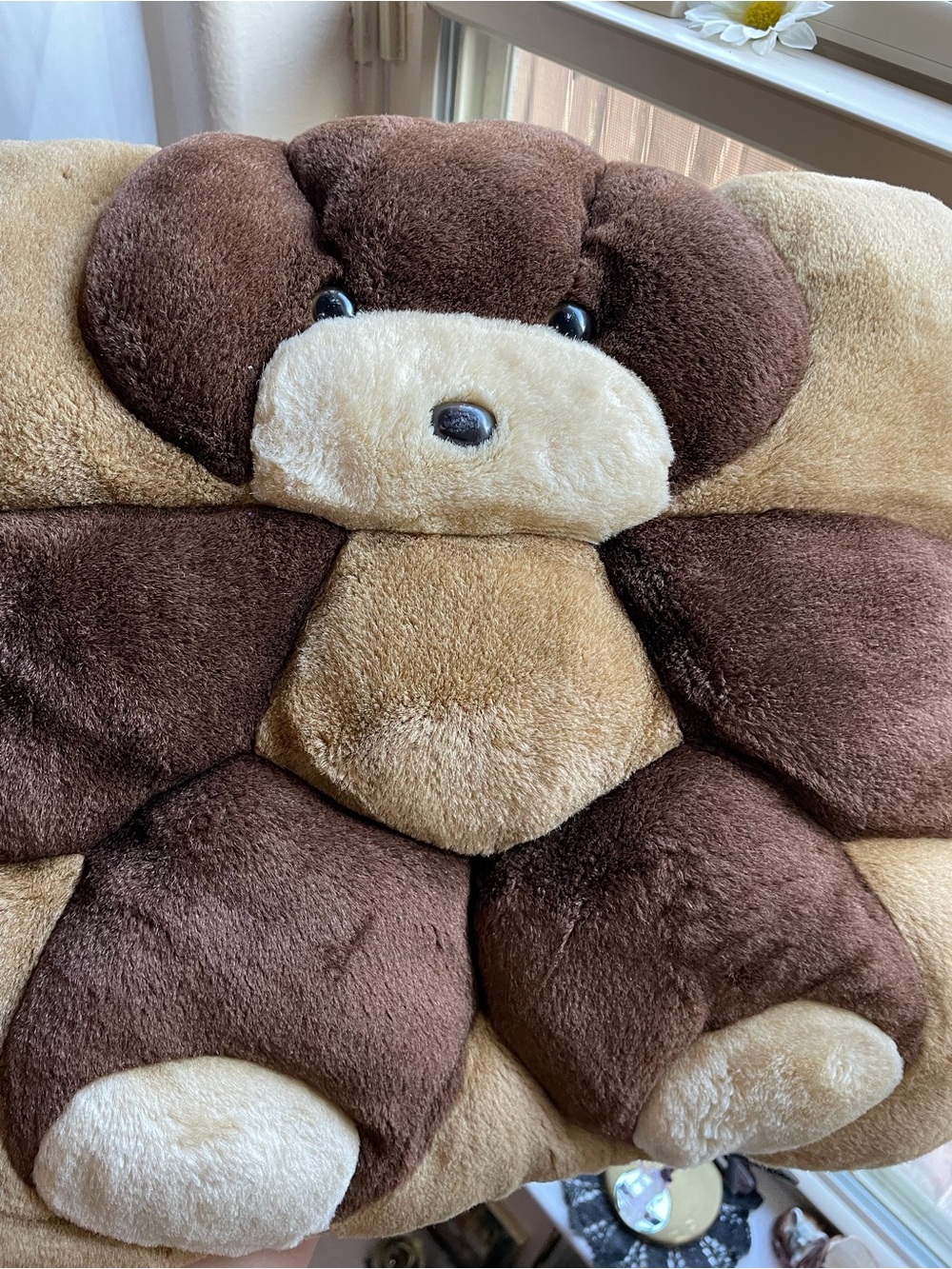 Vintage 3D style Brown Plush Teddy Bear Cushion Pillow